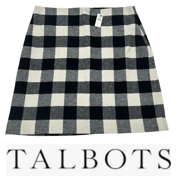 Talbots Checkerboard Wool Blend Lined Skirt Siz 14 Academia NWT - Picture 1 of 9